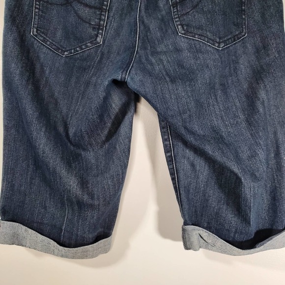 DKNY Jeans Rolled Cuff Bermuda Denim Shorts Dark Wash Blue Size 6 - Picture 6 of 10